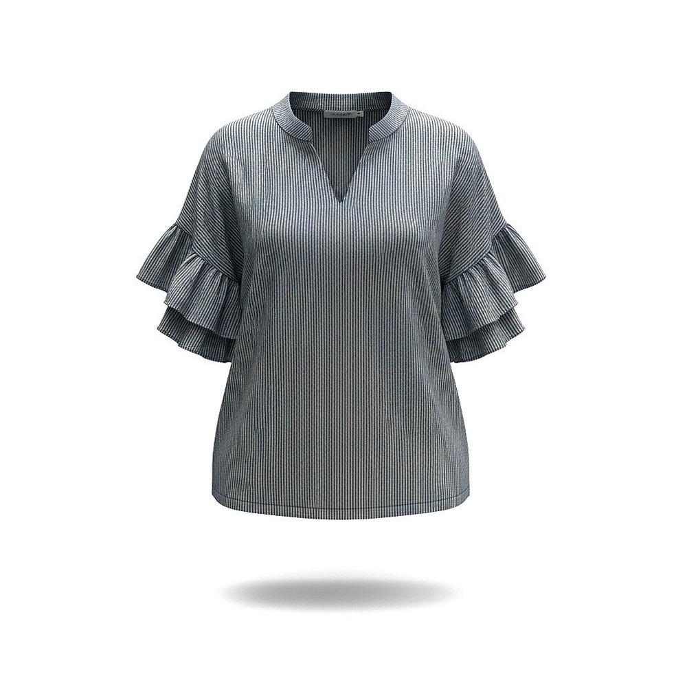 Harshman Anthropologie Linen Silk Blend Blouse Ruffle Sleeve Quiet Luxury Size M